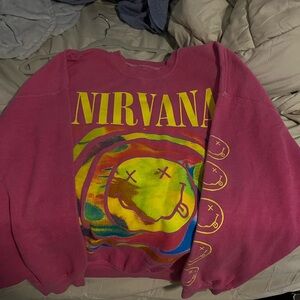 NIRVANA Burgundy Sweatshirt with Smiley Logo